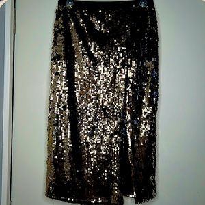 Nine West two shade (gold and black)Sequin side slit midi band skirt.